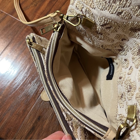 Anthropologie NWOT Crossbody Bag Woven Fabric Beige Sable Animal Graphic Clutch - Picture 5 of 9